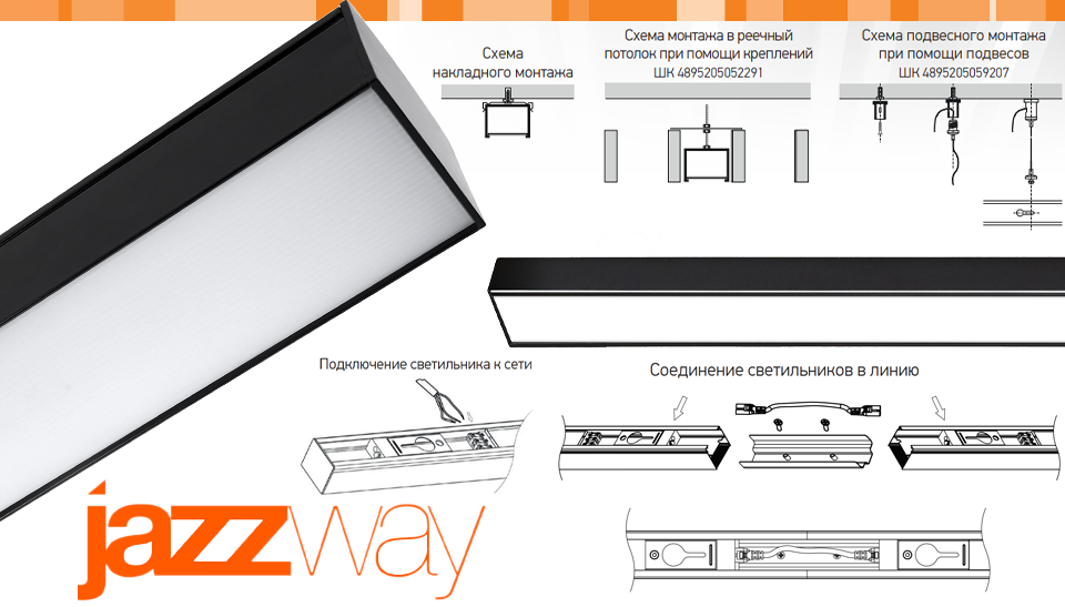 Новые светильники PSO-02 JAZZWAY с возможностью магистрального подключения до 20 единиц