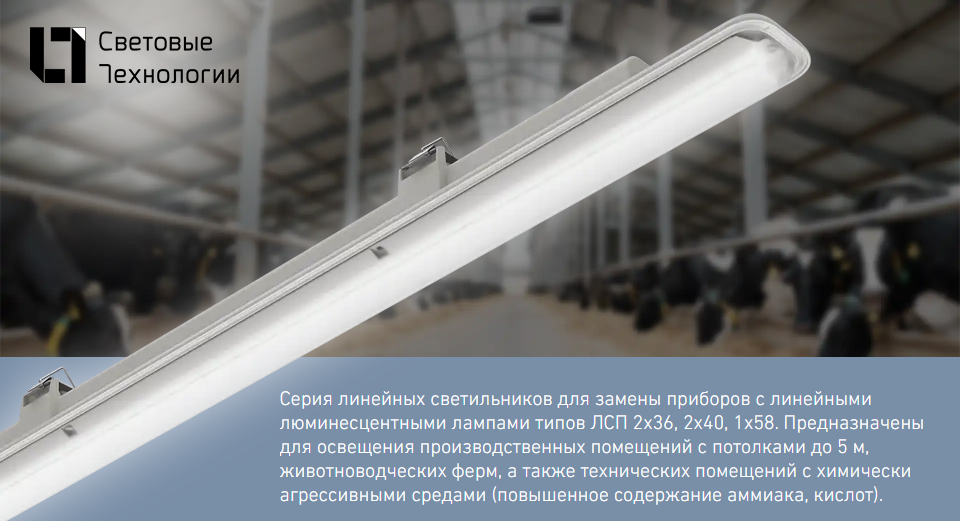Новая серия линейных пылевлагозащищенных светильников SLICK ABS/SMC СТ
